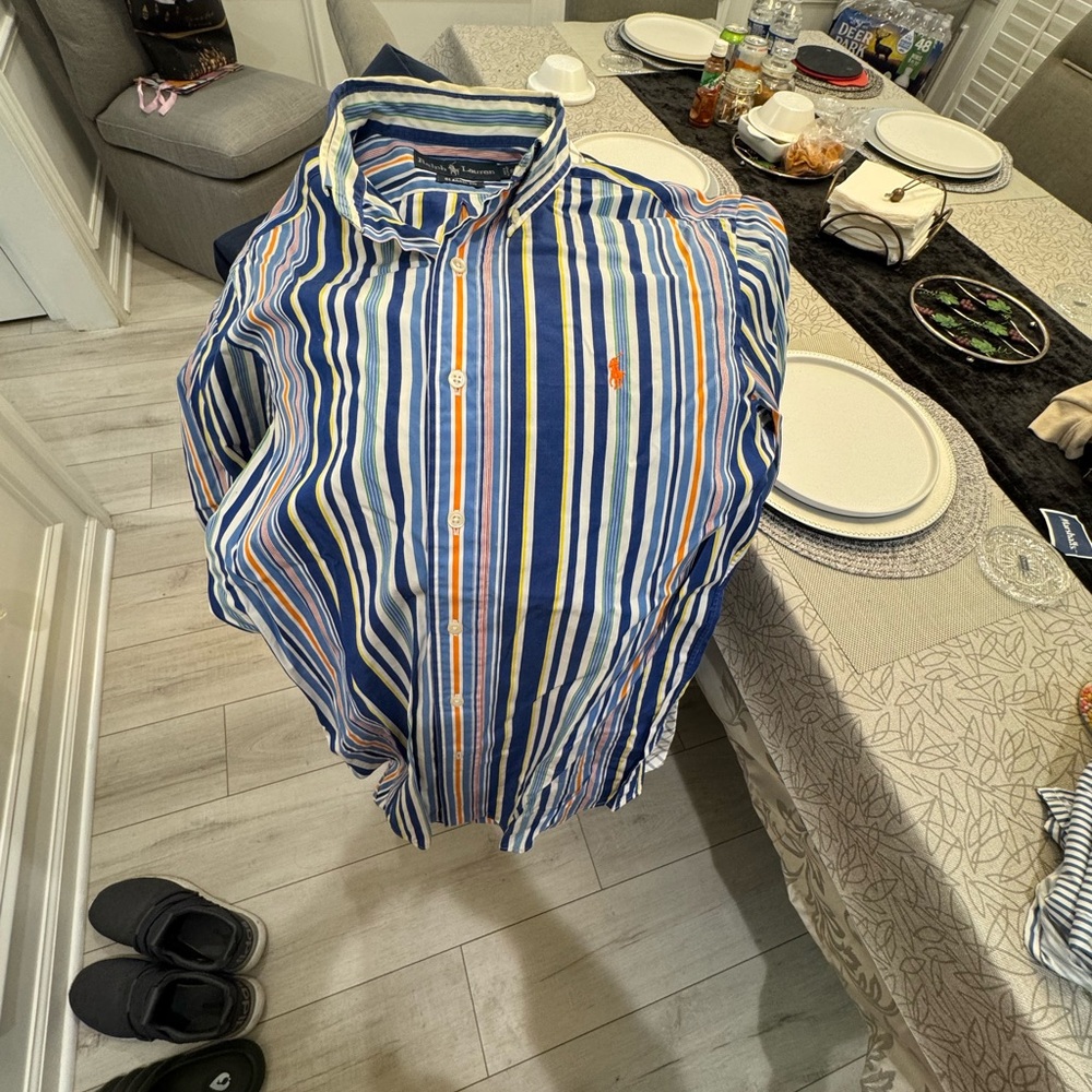 Striped Blue and Orange Men's Shirt